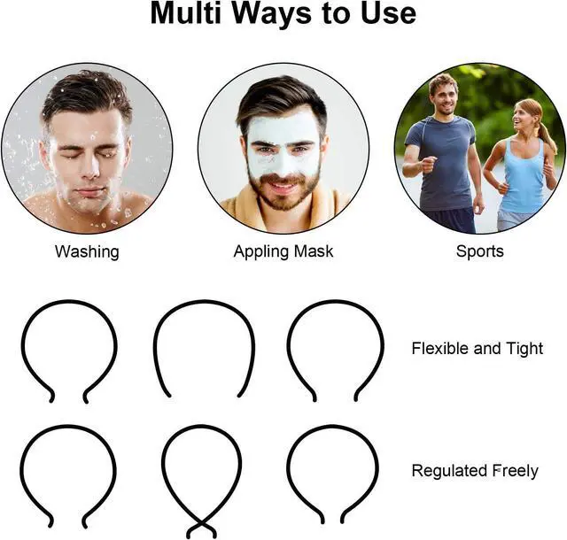 Alt view image 4 of 7 - WILLBOND 3 Pack Metal Headband Men Non Slip,Wavy Spring | Unisex Wired Hair Band with Teeth, Sports Headwear for Daily Outdoor Activities, Fashion Accessories for Men Women