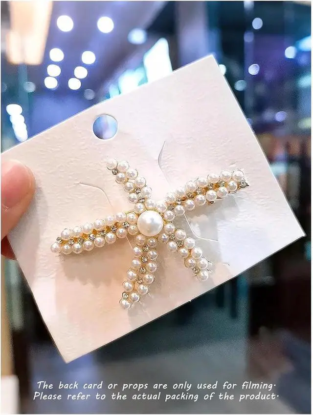Alt view image 3 of 7 - MAKEMECHIC Women's 2 Pcs Starfish Hair Clips Pearl Barrettes Hairpins | Summer Beach Hair Accessories, Multicolor, One-Size
