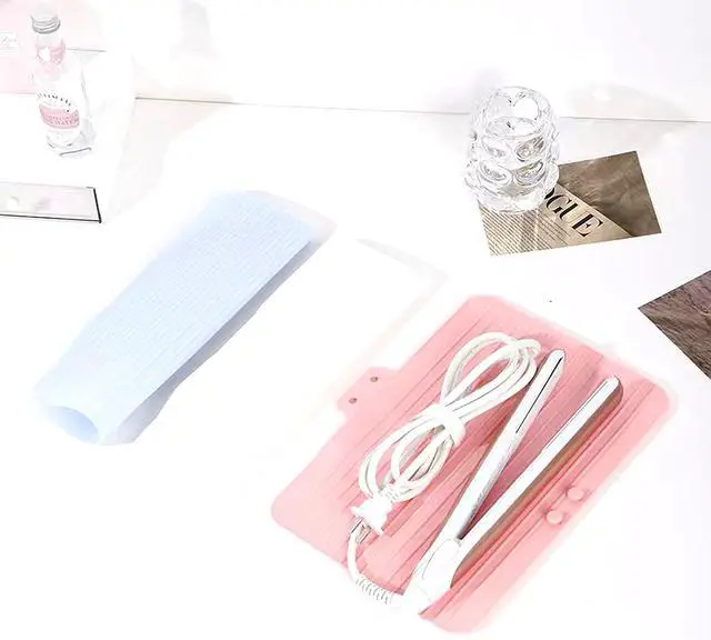 Alt view image 4 of 7 - Heat Resistant Silicone Mat Travel Case Portable Travel Mat Cover for Hair Straightener, Flat Iron and Hot Hair Styling Tools (White)