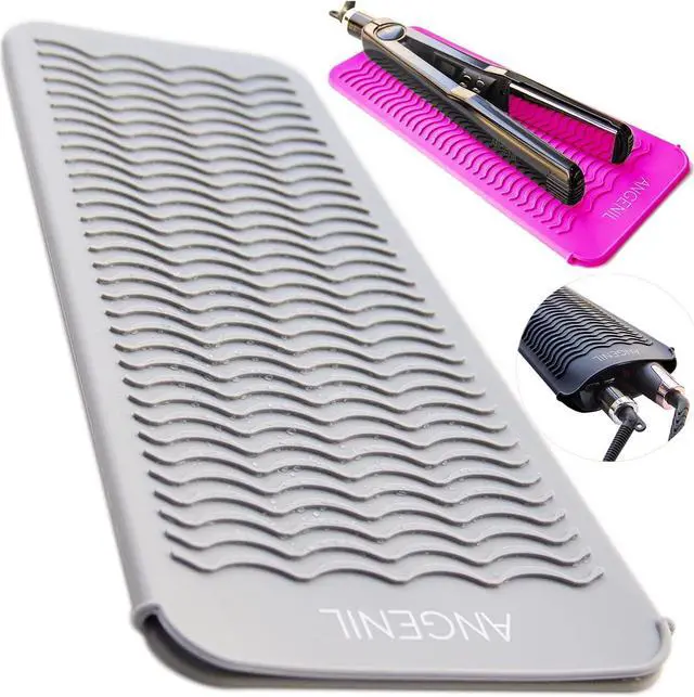Main image of ANGENIL Professional Silicone Heat Resistant Mat Pouch for Hair Straightener, Curling Iron and Flat Iron, Portable Travel Mat and Cover for Hair Styling Tools, Grey