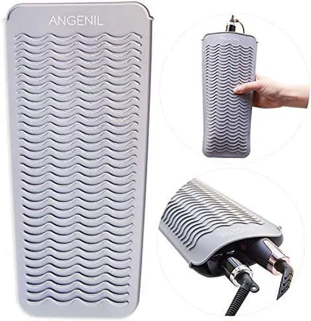Alt view image 6 of 6 - ANGENIL Professional Silicone Heat Resistant Mat Pouch for Hair Straightener, Curling Iron and Flat Iron, Portable Travel Mat and Cover for Hair Styling Tools, Grey