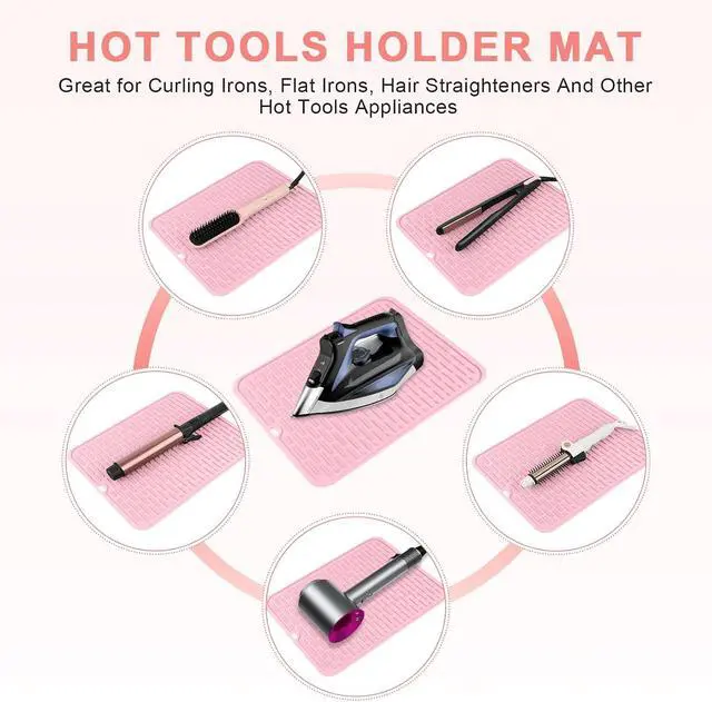 Alt view image 5 of 7 - Oversize Silicone Heat Resistant Mat for Hair Tools(14.2" x 11") | Curling Iron Flat Iron Hair Straightener Holder Mat, Portable Hot Hair Tools Cover Pad for Travel Vanity Salon