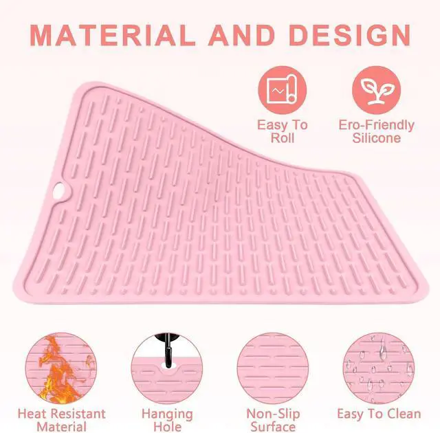 Alt view image 4 of 7 - Oversize Silicone Heat Resistant Mat for Hair Tools(14.2" x 11") | Curling Iron Flat Iron Hair Straightener Holder Mat, Portable Hot Hair Tools Cover Pad for Travel Vanity Salon