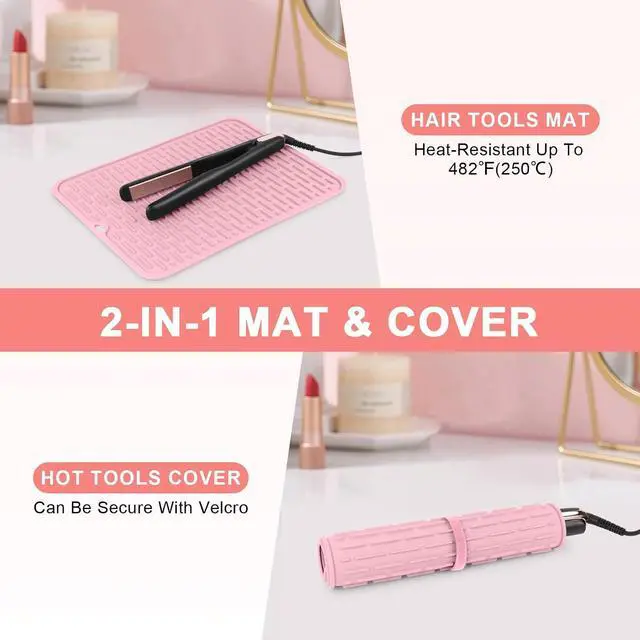 Alt view image 6 of 7 - Oversize Silicone Heat Resistant Mat for Hair Tools(14.2" x 11") | Curling Iron Flat Iron Hair Straightener Holder Mat, Portable Hot Hair Tools Cover Pad for Travel Vanity Salon