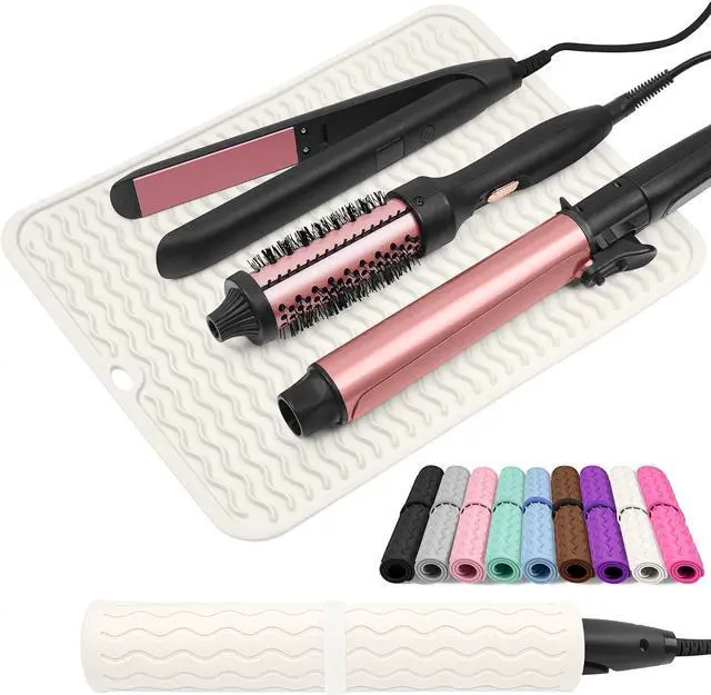 Main image of Oversize Silicone Heat Resistant Mat for Hair Tools | Curling Iron Pad, Flat Iron Hair Straightener Holder Mat, Portable Hot Tools Cover for Travel Vanity Salon(14.2" x 11.0")
