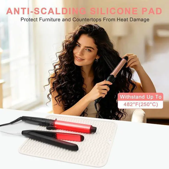 Alt view image 2 of 7 - Oversize Silicone Heat Resistant Mat for Hair Tools | Curling Iron Pad, Flat Iron Hair Straightener Holder Mat, Portable Hot Tools Cover for Travel Vanity Salon(14.2" x 11.0")