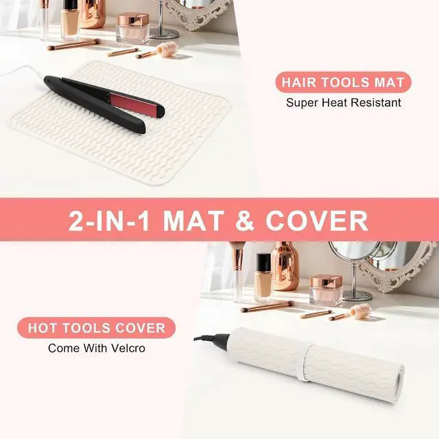 Alt view image 5 of 7 - Oversize Silicone Heat Resistant Mat for Hair Tools | Curling Iron Pad, Flat Iron Hair Straightener Holder Mat, Portable Hot Tools Cover for Travel Vanity Salon(14.2" x 11.0")