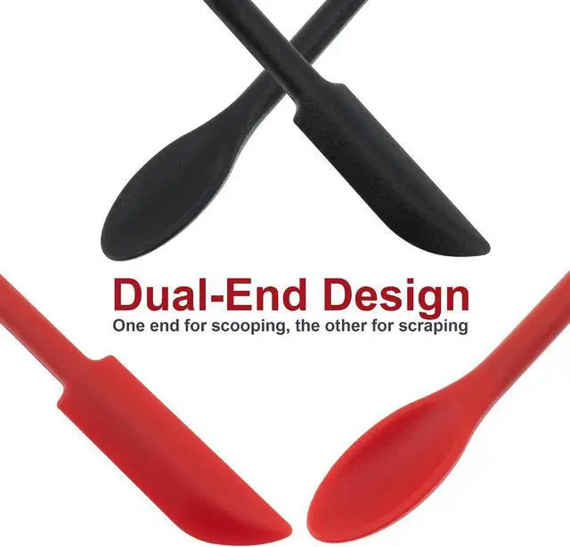Alt view image 3 of 6 - 2 PCS Mini Makeup Spatulas, Flexible Silicone Beauty Spatula Reusable Thin Jar Scrapers for Cosmetic Bottles, Get Last of Makeup Out (Black and Red)