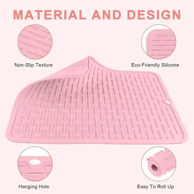 Alt view image 4 of 7 - AMIJEAL Oversize Silicone Heat Resistant Mat for Hair Tools(14.2" x 11") | Curling Iron Mat, Hot Tools Holder, Portable Flat Iron Hair Straightener Pad Cover for Travel Vanity Salon