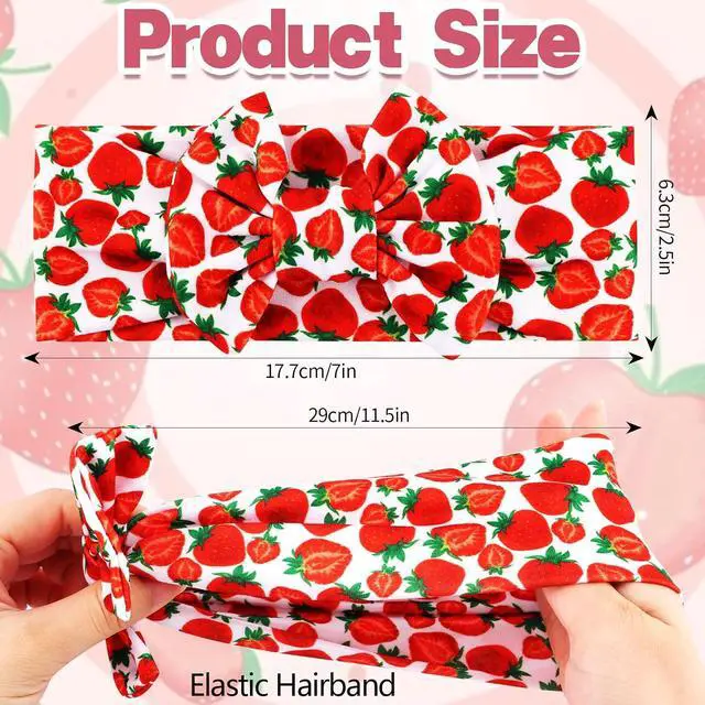 Alt view image 2 of 7 - Strawberry Knotted Hairband for Women Girls, Fruits Headband Strawberry Hair Aceessories Non Slip for Sports Yoga, Running, Gym Fitness