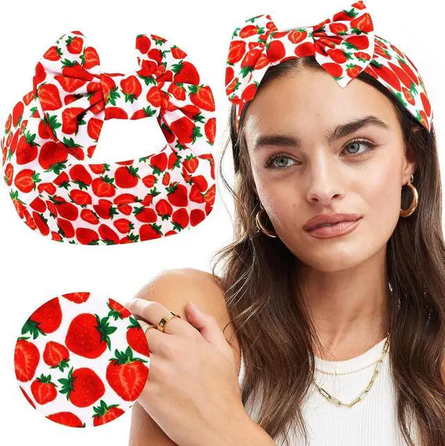 Main image of Strawberry Knotted Hairband for Women Girls, Fruits Headband Strawberry Hair Aceessories Non Slip for Sports Yoga, Running, Gym Fitness