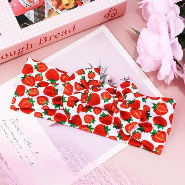 Alt view image 4 of 7 - Strawberry Knotted Hairband for Women Girls, Fruits Headband Strawberry Hair Aceessories Non Slip for Sports Yoga, Running, Gym Fitness