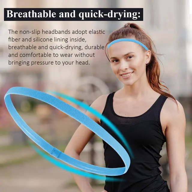 Alt view image 6 of 7 - Sumind 4 Pieces Thick Non-Slip Elastic Sport Men Thin Headbands Football Hair Headbands for Women