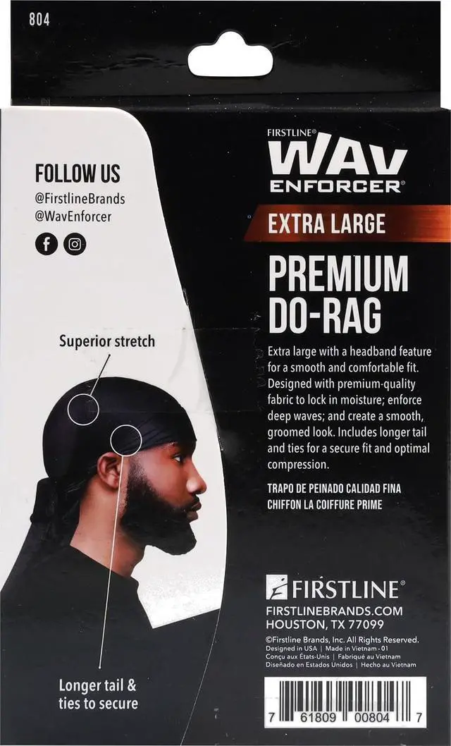 Alt view image 2 of 3 - WAV ENFORCER Premium Do-Rag Black | Breathable Comfort, Made with high quality materials
