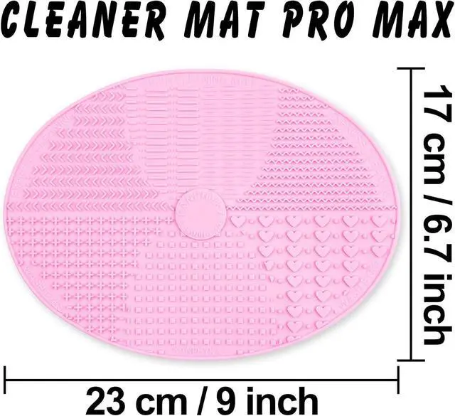 Alt view image 2 of 6 - Makeup Brush Cleaner Mat Silicone Brush Cleaning Mat Big Size Make Up Brush Clean Pad with Suction Cup for Makeup Brush Cleaning (Pink)
