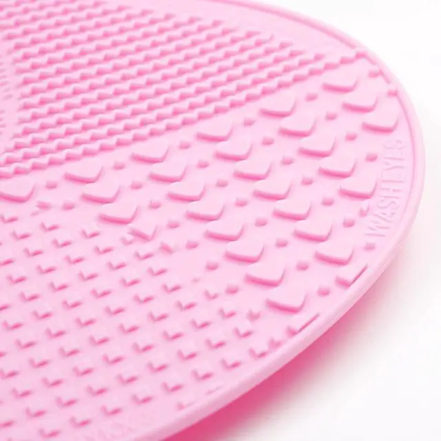 Alt view image 5 of 6 - Makeup Brush Cleaner Mat Silicone Brush Cleaning Mat Big Size Make Up Brush Clean Pad with Suction Cup for Makeup Brush Cleaning (Pink)
