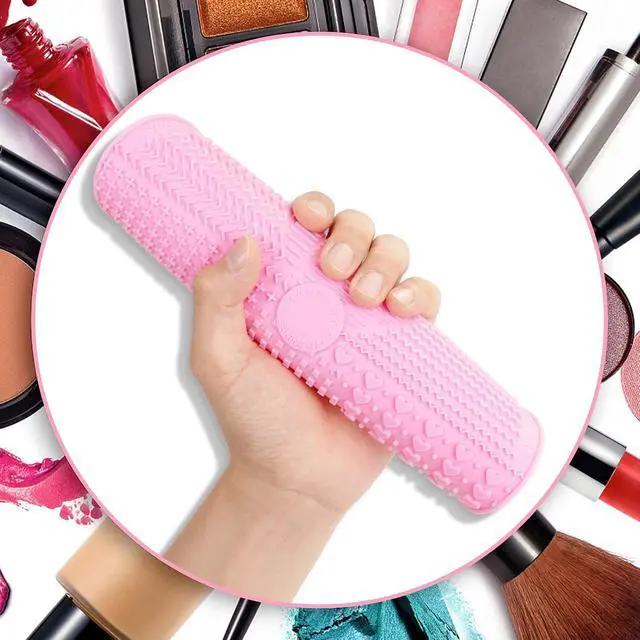 Alt view image 6 of 6 - Makeup Brush Cleaner Mat Silicone Brush Cleaning Mat Big Size Make Up Brush Clean Pad with Suction Cup for Makeup Brush Cleaning (Pink)
