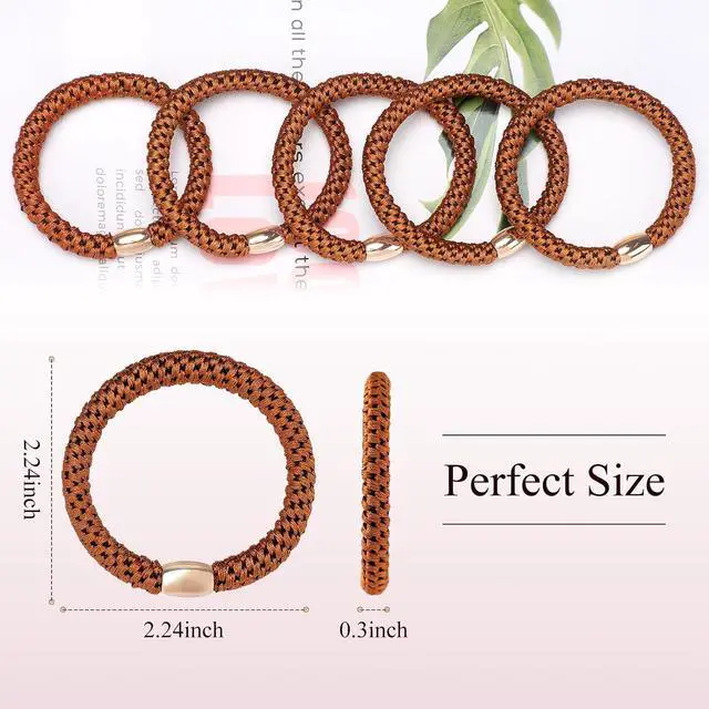 Alt view image 3 of 7 - WantGor Hair Ties No Damage, Women 15PCS Hair Bands Elastic Scrunchies Ponytail Holders Hair Accessories Braided Head Bands for Women's Thick Hair (Brown)