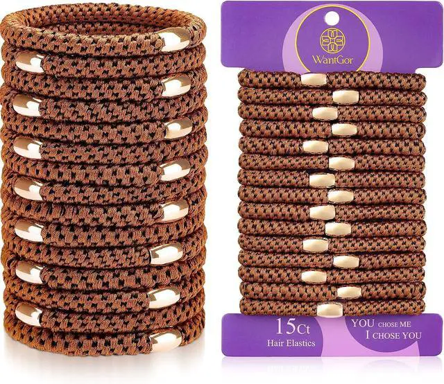 Main image of WantGor Hair Ties No Damage, Women 15PCS Hair Bands Elastic Scrunchies Ponytail Holders Hair Accessories Braided Head Bands for Women's Thick Hair (Brown)