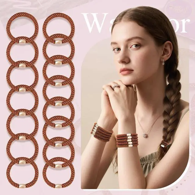 Alt view image 4 of 7 - WantGor Hair Ties No Damage, Women 15PCS Hair Bands Elastic Scrunchies Ponytail Holders Hair Accessories Braided Head Bands for Women's Thick Hair (Brown)