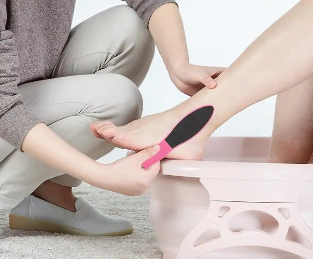 Alt view image 5 of 5 - 3pcs Foot File Callus Remover with Double-Sided Sand Paper Reusable Foot Scraper Pedicure Tool Foot Rasp Multi Purpose Feet Care Kit for Exfoliator Remover Dead Skin Hard Skin Calluse (Pink)