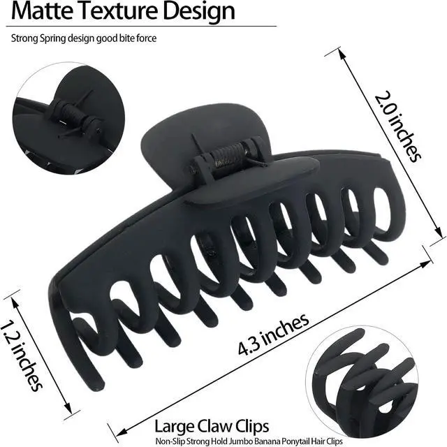 Alt view image 2 of 5 - OWIIZI 4.3" Large Matte Hair Clips for Women Long Thick Hair (White) | Big Claw Clips,Non-Slip Strong Hold Jumbo Ponytail Barrette,Jaw Clamps,Cute Hair Accessories,for Girl Thick Thin Curly Hair