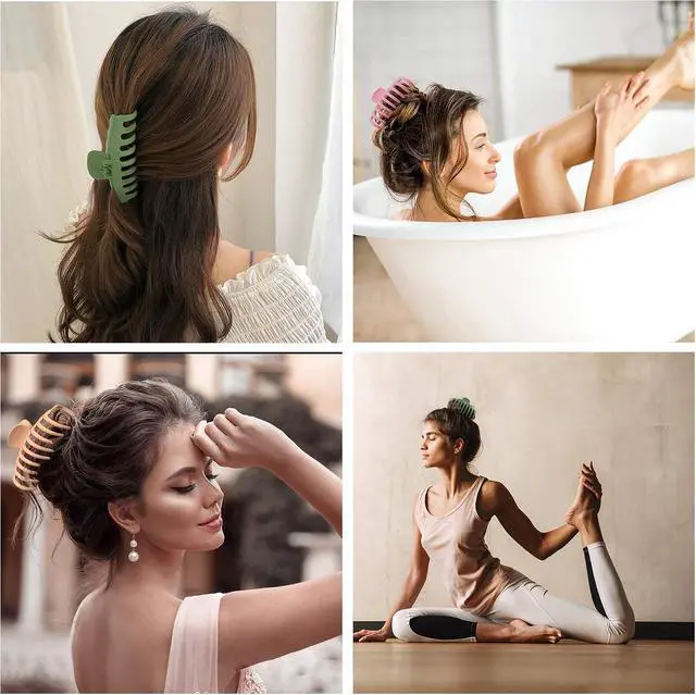 Alt view image 4 of 5 - OWIIZI 4.3" Large Matte Hair Clips for Women Long Thick Hair (White) | Big Claw Clips,Non-Slip Strong Hold Jumbo Ponytail Barrette,Jaw Clamps,Cute Hair Accessories,for Girl Thick Thin Curly Hair