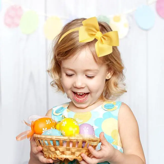Alt view image 2 of 7 - Girls Bow Headband & Hair Clips Set Soft, Stylish & Comfortable-Yellow