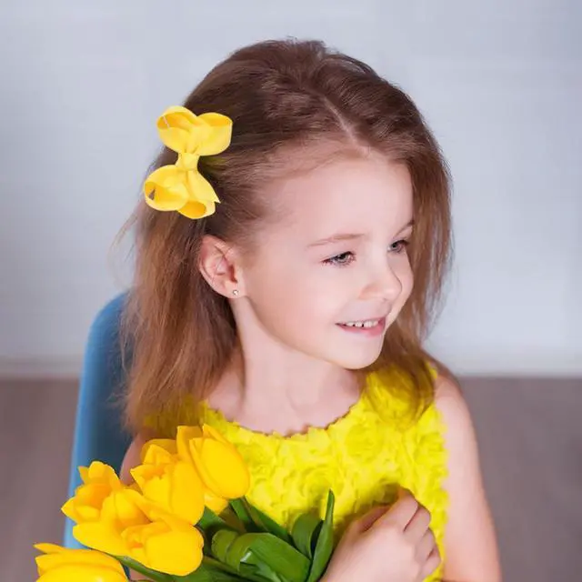 Alt view image 4 of 7 - Girls Bow Headband & Hair Clips Set Soft, Stylish & Comfortable-Yellow