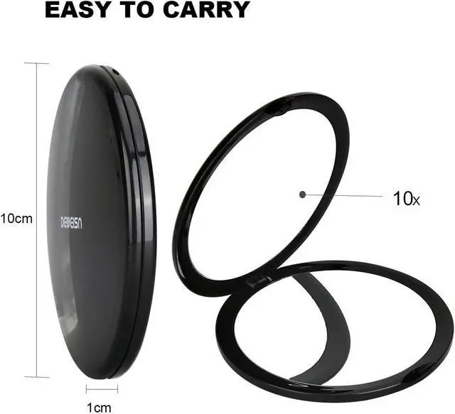 Alt view image 2 of 5 - deweisn Magnifying Compact Cosmetic Mirror Elegant Pocket Handheld Makeup Mirror with Powerful 10x Magnification and 1x True View Mirror for Travel or Your Purse