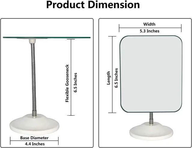 Alt view image 2 of 7 - YEAKE Adjustable Flexible Gooseneck Makeup Mirror,360°Rotation Folding Portable Desk Vanity Mirror with Stand Shower Shaving Cosmetic Mirror Square