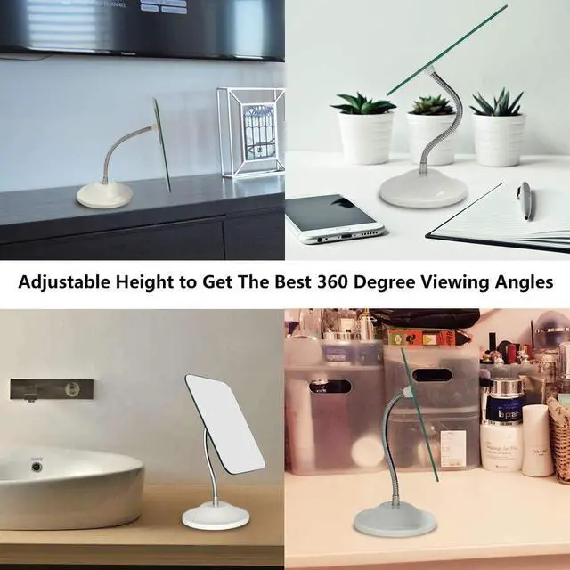Alt view image 4 of 7 - YEAKE Adjustable Flexible Gooseneck Makeup Mirror,360°Rotation Folding Portable Desk Vanity Mirror with Stand Shower Shaving Cosmetic Mirror Square