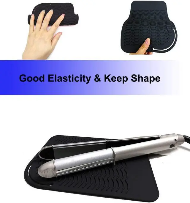Alt view image 2 of 6 - Heat Resistant Mat for Curling Iron, Flat Irons and Hair Straightener Hair Styling Tools 9" x 6.5", Food Grade Silicone, Black