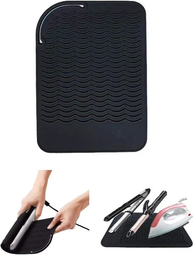 Alt view image 3 of 6 - Heat Resistant Mat for Curling Iron, Flat Irons and Hair Straightener Hair Styling Tools 9" x 6.5", Food Grade Silicone, Black