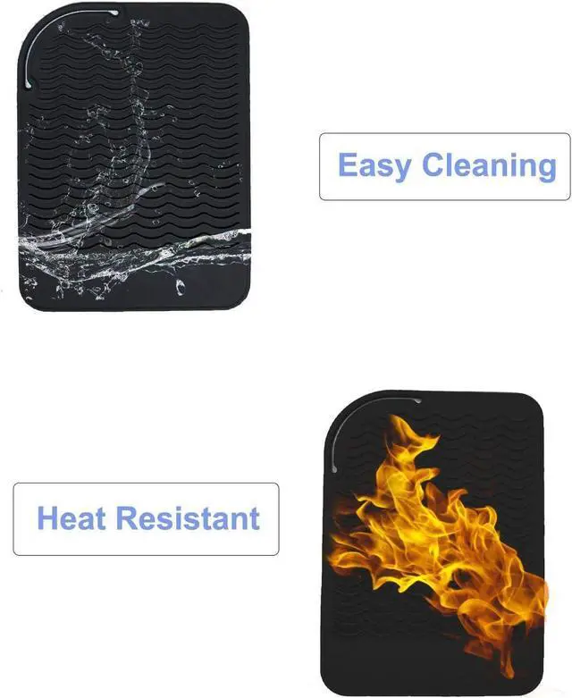 Alt view image 5 of 6 - Heat Resistant Mat for Curling Iron, Flat Irons and Hair Straightener Hair Styling Tools 9" x 6.5", Food Grade Silicone, Black