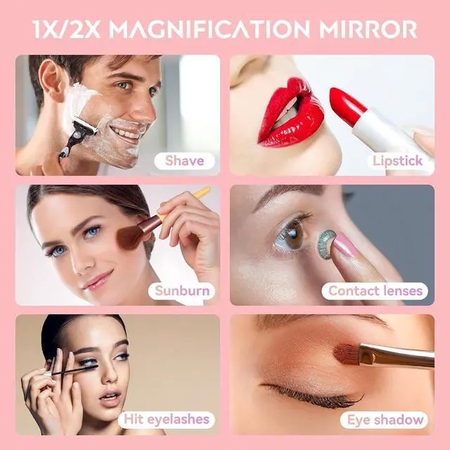 Alt view image 4 of 7 - Led Travel Makeup Mirror 1x/2x Magnifying Compact Mirror with Light USB Rechargeable Small Pocket Mirror Dimmable Portable Makeup Mirror for Handbags Purses Pockets Gifts for Girls White