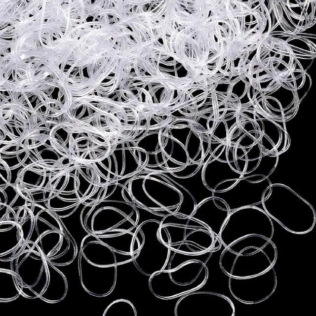 Main image of Hicarer 1000 pcs Mini Rubber Hair Bands 1/2" Soft Elastic Bands for Woman Hair Braids Ponytails & Beards Small Dreadlocks, Wedding Hairstyle and More(1.5 cm,Clear)