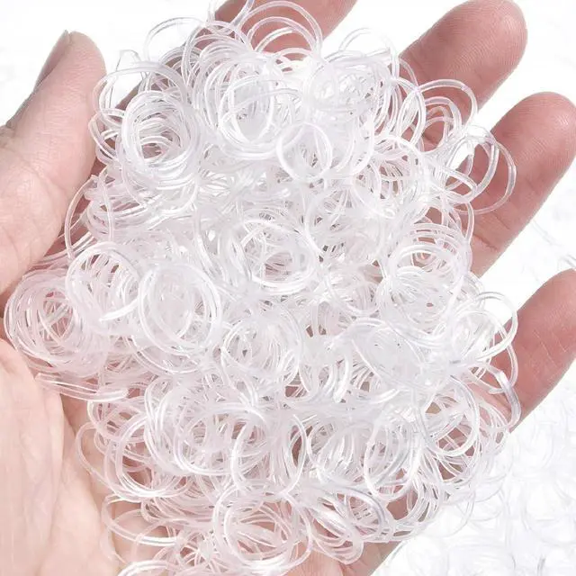 Alt view image 3 of 6 - Hicarer 1000 pcs Mini Rubber Hair Bands 1/2" Soft Elastic Bands for Woman Hair Braids Ponytails & Beards Small Dreadlocks, Wedding Hairstyle and More(1.5 cm,Clear)