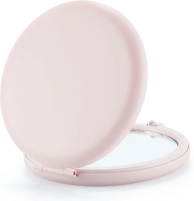 Main image of Compact Mirror, 1x/2x Magnification Pocket Mirror, Pink | Compact Mirror for Purse, Metal+Glass, Foldable Double-Sided Mirror, Purse Essentials, Portable, Travel, Quick Touch-ups