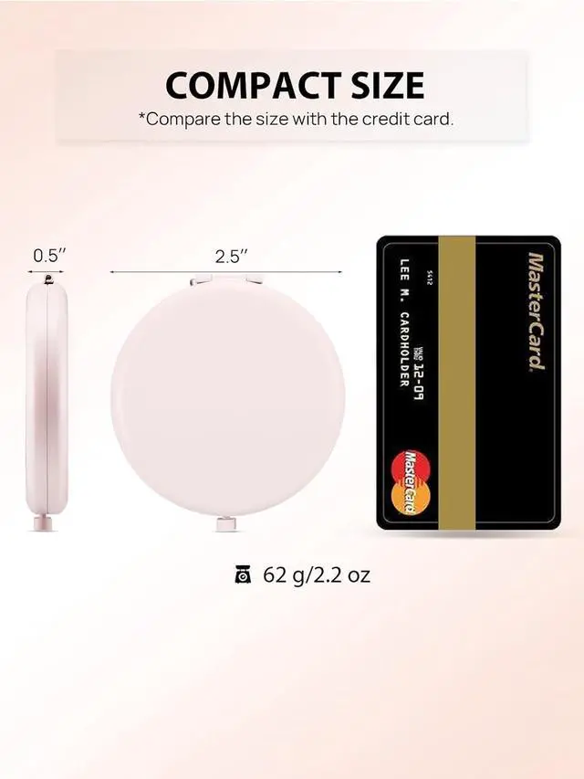 Alt view image 2 of 7 - Compact Mirror, 1x/2x Magnification Pocket Mirror, Pink | Compact Mirror for Purse, Metal+Glass, Foldable Double-Sided Mirror, Purse Essentials, Portable, Travel, Quick Touch-ups