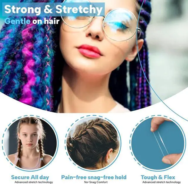 Alt view image 3 of 7 - 500 Clear Elastic Hair Ties Strong Stretchy Bands for Women & All Hair | 500 small clear hair ties, stretchy & gentle, no damage, for weddings, braids, ponytails & daily styles