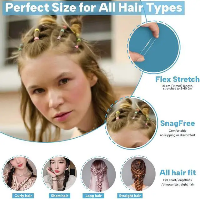Alt view image 4 of 7 - 500 Clear Elastic Hair Ties Strong Stretchy Bands for Women & All Hair | 500 small clear hair ties, stretchy & gentle, no damage, for weddings, braids, ponytails & daily styles