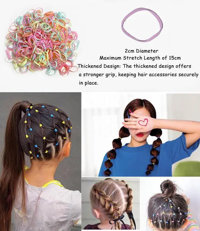 Alt view image 2 of 7 - 50 Pcs Colorful Elastic Hair Bands Set with 2 Pcs Colorful mini Scissors for Easy Cutting - Rubber Band Cutter, No Damage Hair Accessories for Toddlers, Girls, and Women