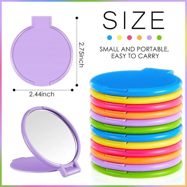Alt view image 3 of 7 - Jetec 12 Pieces Compact Mirrors Gifts Bulk,Bright Colors | Small Pocket Mirrors, Mini Portable Folding Makeup Mirrors for Travel Purse, Party Favors, Wedding Birthday Goodie Bags Gifts
