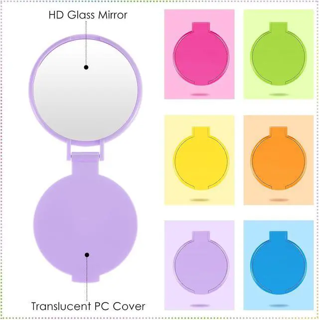 Alt view image 2 of 7 - Jetec 12 Pieces Compact Mirrors Gifts Bulk,Bright Colors | Small Pocket Mirrors, Mini Portable Folding Makeup Mirrors for Travel Purse, Party Favors, Wedding Birthday Goodie Bags Gifts