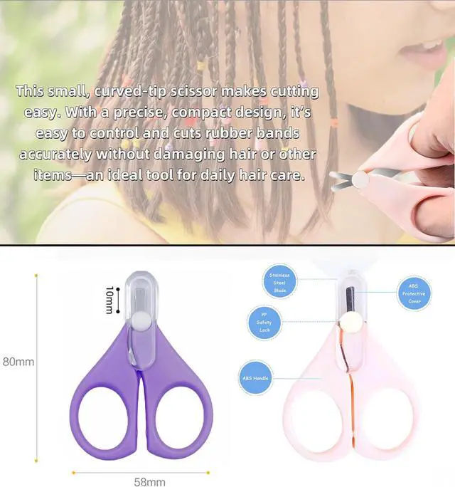 Alt view image 5 of 7 - 50 Pcs Colorful Elastic Hair Bands Set with 2 Pcs Colorful mini Scissors for Easy Cutting - Rubber Band Cutter, No Damage Hair Accessories for Toddlers, Girls, and Women