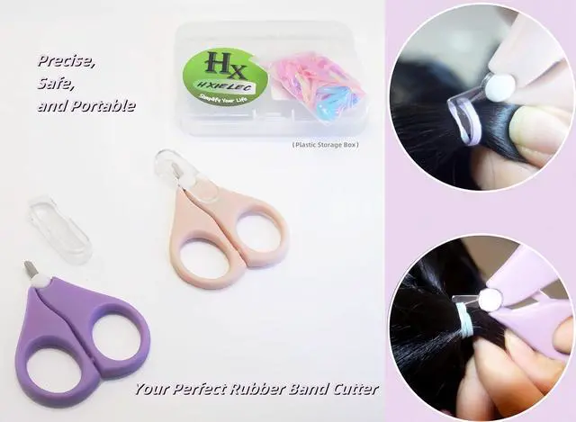 Alt view image 6 of 7 - 50 Pcs Colorful Elastic Hair Bands Set with 2 Pcs Colorful mini Scissors for Easy Cutting - Rubber Band Cutter, No Damage Hair Accessories for Toddlers, Girls, and Women