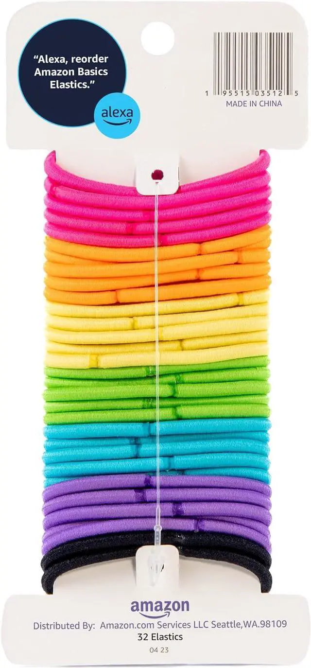 Alt view image 3 of 6 - Amazon Basics No Damage Elastic Hair Ties, Ponytail Holders for Thick Hair, No Pull, Secure Hold, Snag-Free, Bright 4 MM Elastics for All Types, 32 Count
