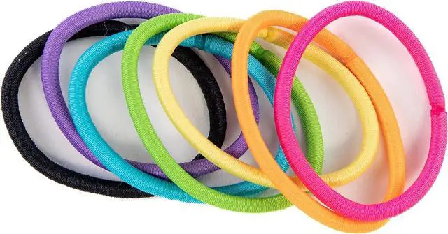 Alt view image 5 of 6 - Amazon Basics No Damage Elastic Hair Ties, Ponytail Holders for Thick Hair, No Pull, Secure Hold, Snag-Free, Bright 4 MM Elastics for All Types, 32 Count