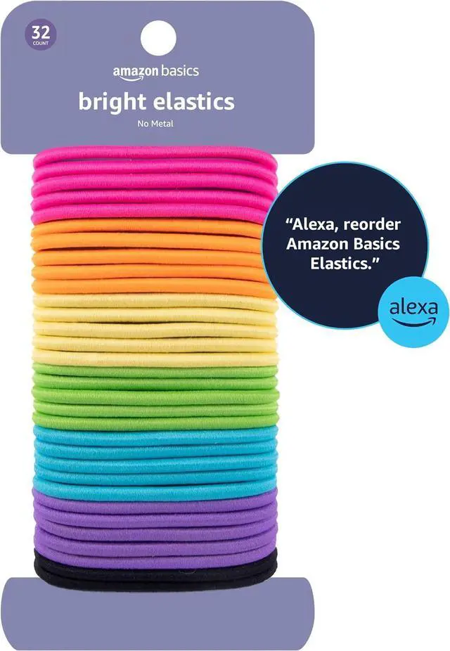 Alt view image 6 of 6 - Amazon Basics No Damage Elastic Hair Ties, Ponytail Holders for Thick Hair, No Pull, Secure Hold, Snag-Free, Bright 4 MM Elastics for All Types, 32 Count